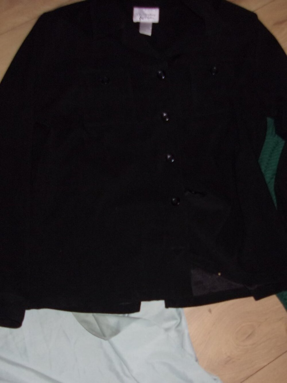 vintage size Large womens black shirt casual dress wear blouse button up